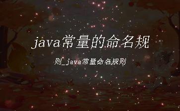 java常量的命名规则_java常量命名规则"
