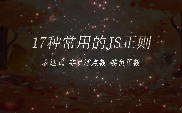 17种常用的JS正则表达式