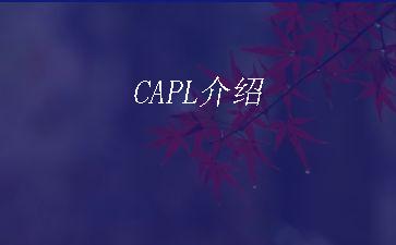 CAPL介绍"