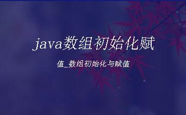 java数组初始化赋值_数组初始化与赋值"