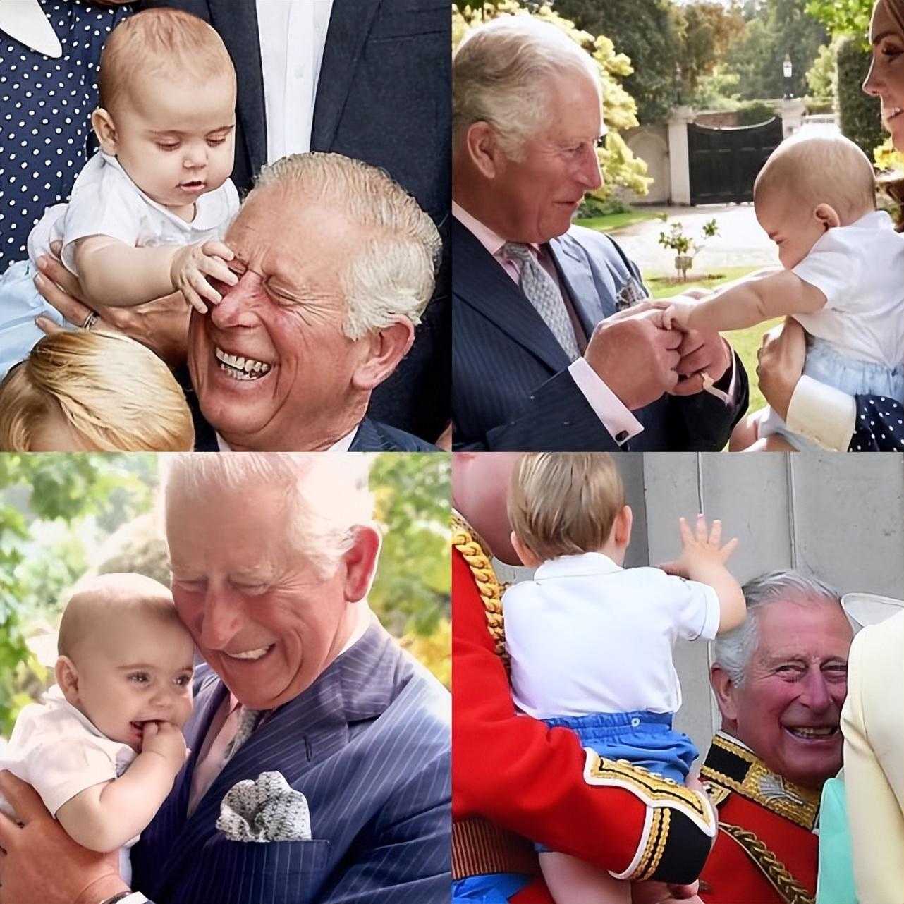 4岁路易小王子被查尔斯抱腿上，祖孙情深，表现力太强比哥姐抢镜